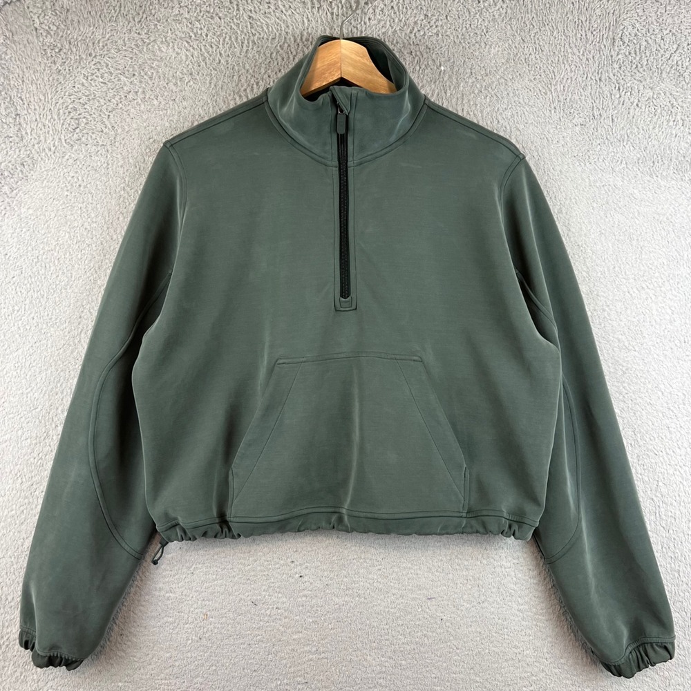 Lululemon Scuba Oversized Half-Zip Pullover Green LW3IDXS Size 6 - Picture 3 of 13